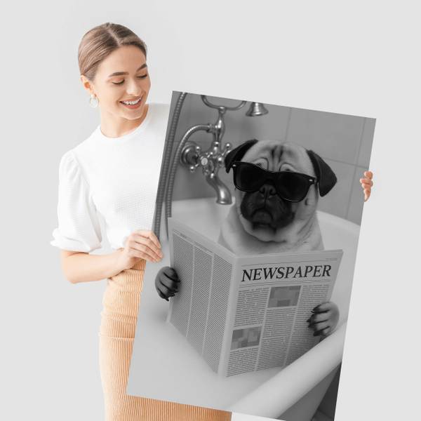 Poster MOPS in der Badewanne 20 x 30 x 30 cm