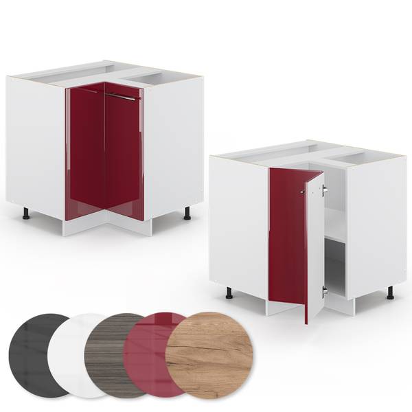 Eckunterschrank Fame-Line 34783 Hochglanz Bordeaux - Weiß