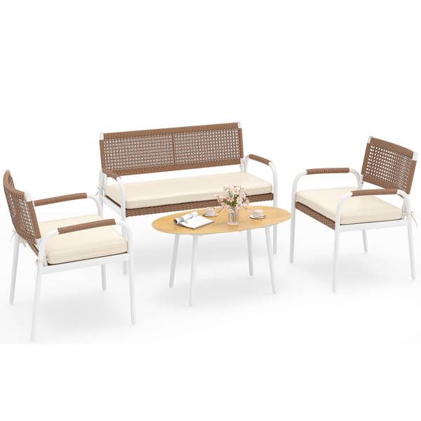 Gartenmöbel-Set ZB34978NQ 4-tlg. Braun - Rattan - 630 x 82 x 112 cm
