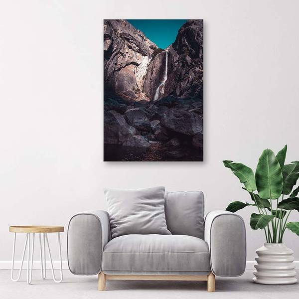 Wandbild wasserfall zwischen hohen 70 x 100 cm