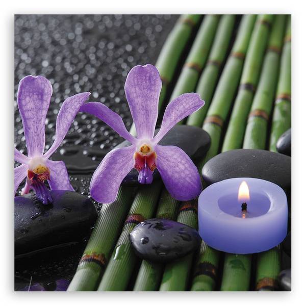Wandbild bambus blumen zen 50 x 50 cm