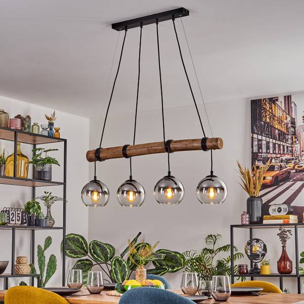 Pendelleuchte Cesaro Grau - Holzwerkstoff - Metall - 10 x 150 x 80 cm