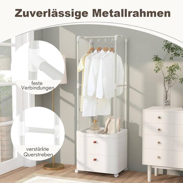Kleiderständer VH33726ITDE Weiß - Metall - 40 x 161 x 52 cm