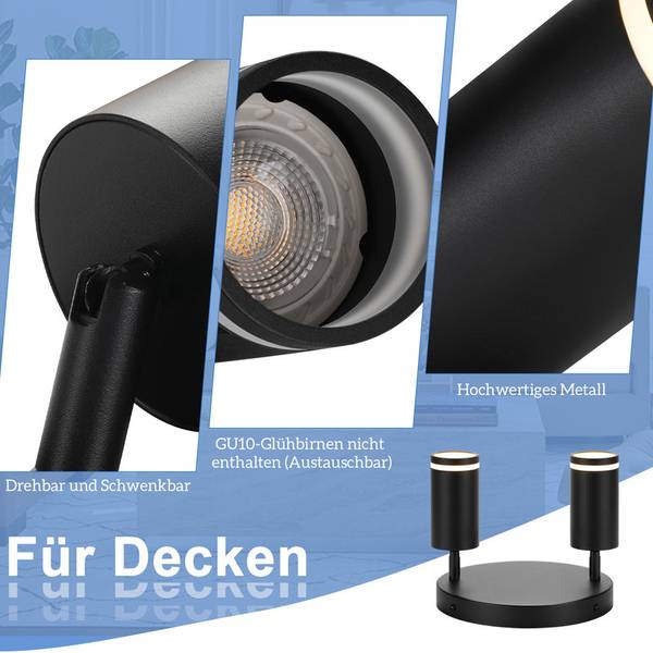 spot plafond LED Rfktt Noir - Noir brillant - Nb d'ampoules : 2