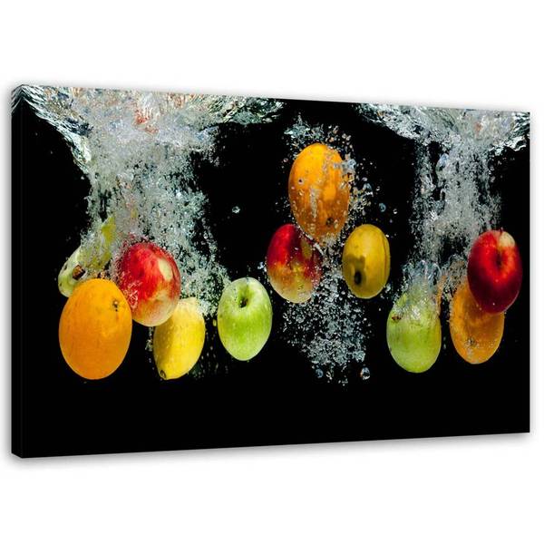 Tableau déco fruits frais dans l'eau 90 x 60 cm