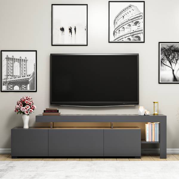 Meuble TV Beliz avec éclairage LED Anthracite