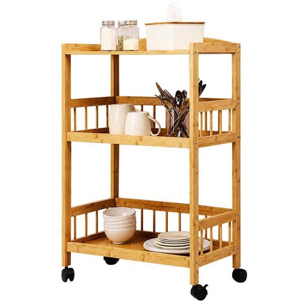 Servierwagen Bambus Braun - Bambus - Kunststoff - 53 x 80 x 30 cm