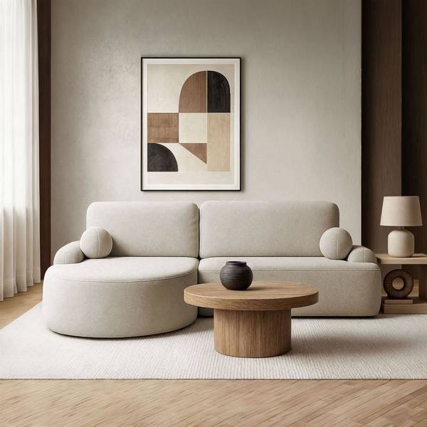 Rundes Ecksofa CLEO  mit Schlaffunktion Beige - Polyester - 264 x 89 x 172 cm