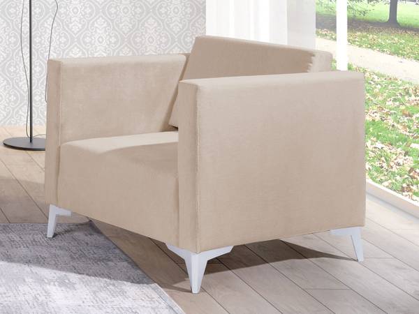 Sessel Szafir Beige - Hochglanz Weiß