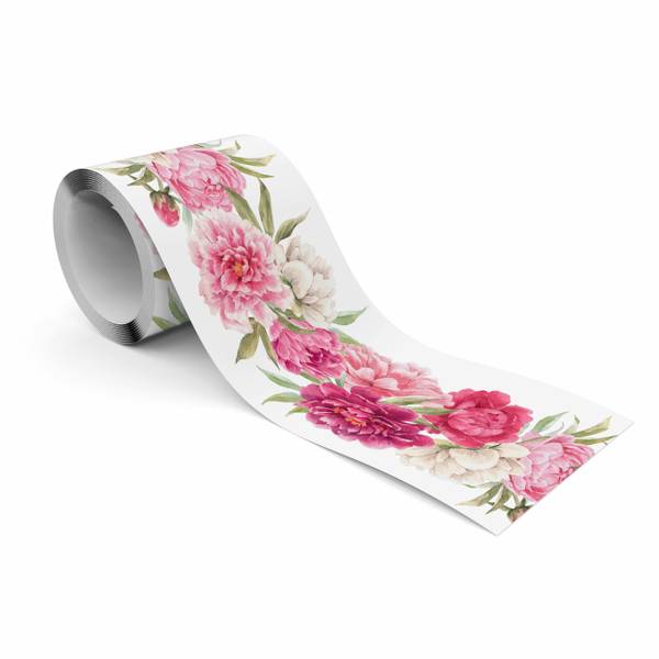 Tapetenbordüre Blumen Blätter Natur Beige - Grün - Pink - Weiß - Fleece - 10 x 300 x 300 cm