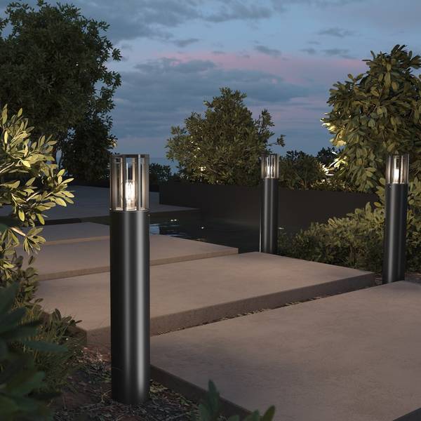 Lampadaire extérieur Barrel Gris - Aluminium - ABS - 12 x 75 x 46 cm