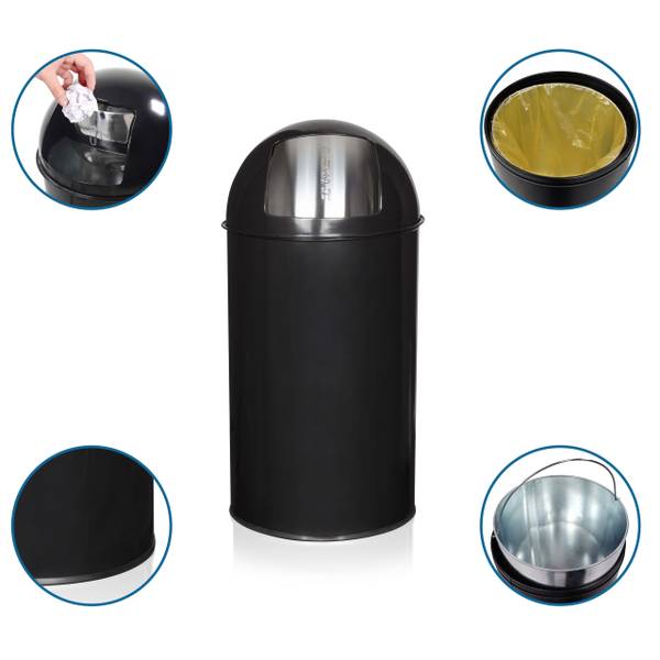 Mülleimer PUSH 50L Schwarz - Stahl - 35 x 74 x 35 cm