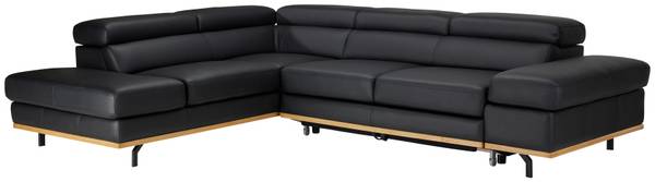 Wohnlandschaft CARMEN LINKS Schwarz - Lederfaserstoff - Textil - Holz teilmassiv - 292 x 72 x 226 cm