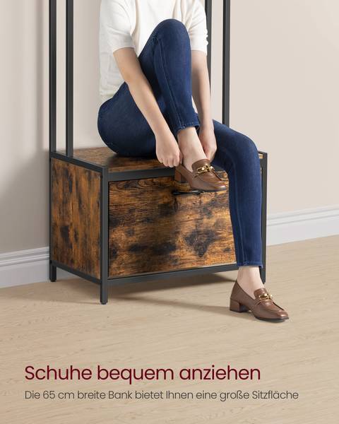 Garderobenständer Lisbon Braun - Holzwerkstoff - 65 x 170 x 40 cm