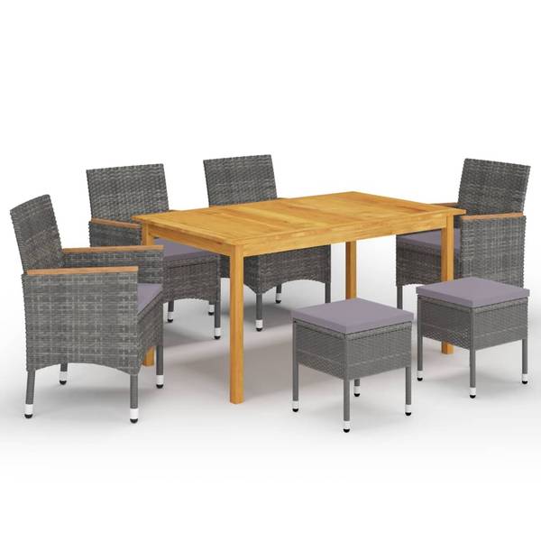Garten-Essgruppe 41960 (7-teilig) Grau - Akazie - 90 x 74 x 150 cm