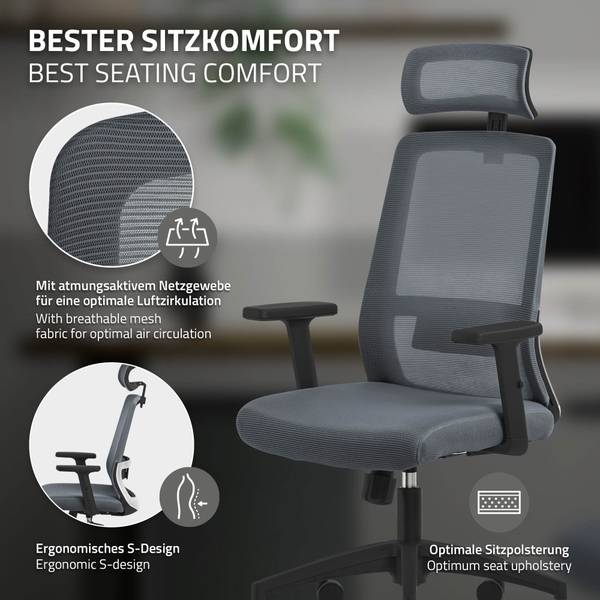 Bürostuhl TORONTO Schwarz - Grau