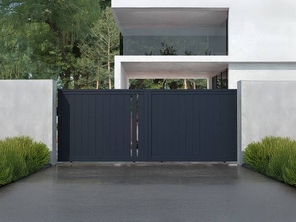 Schiebetor TOROMA Grau - Metall - 396 x 178 x 5 cm