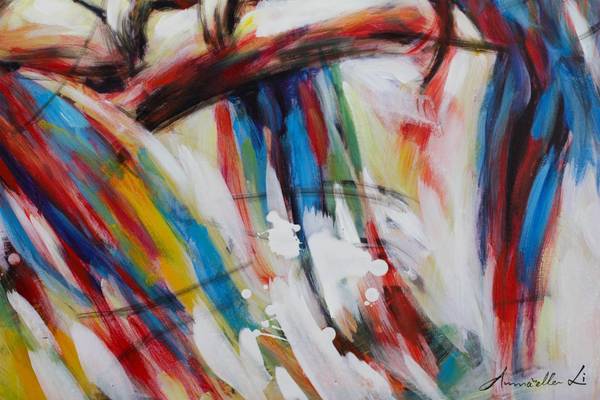Acrylbild Handgemalt Papagei Mad Baumwollstoff - 100 x 75 x 4 cm