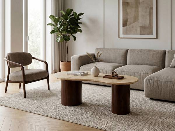 Couchtisch SURILA Beige - Stein - 61 x 43 x 121 cm