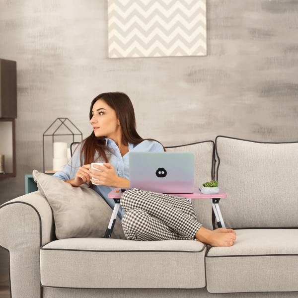 Pinker Laptoptisch Schwarz - Pink - Weiß - Eisen - 63 x 26 x 40 cm