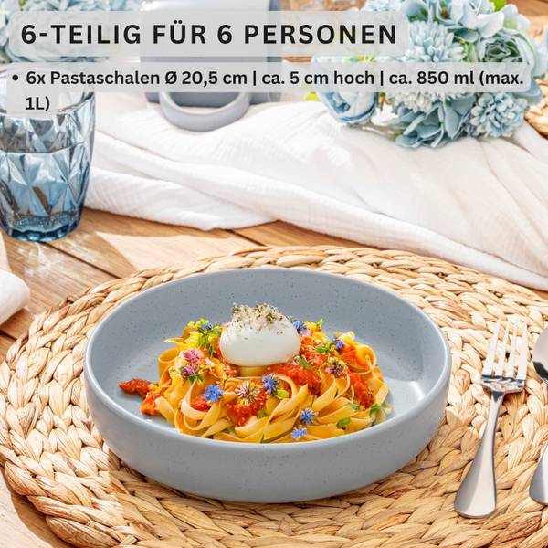 Pastaschalen Leeds - 6er Set Grau - Stein - 21 x 5 x 21 cm