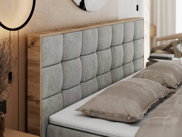 Boxspringbett ALBERO 1 Platingrau - Breite: 148 cm - H3