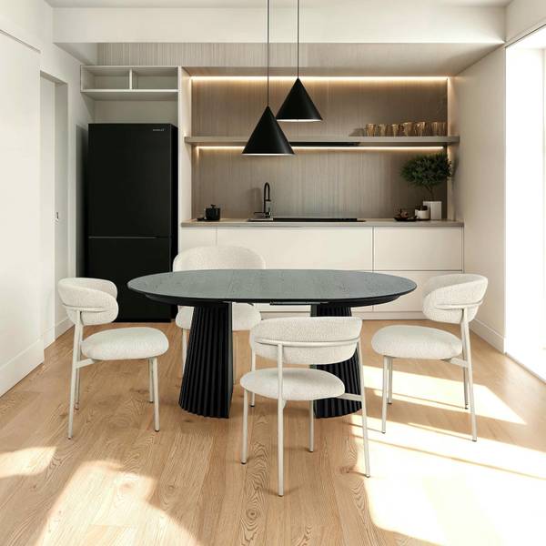 Esstisch Svendborg Schwarz - Holzwerkstoff - Metall - Holz teilmassiv - 120 x 75 x 120 cm