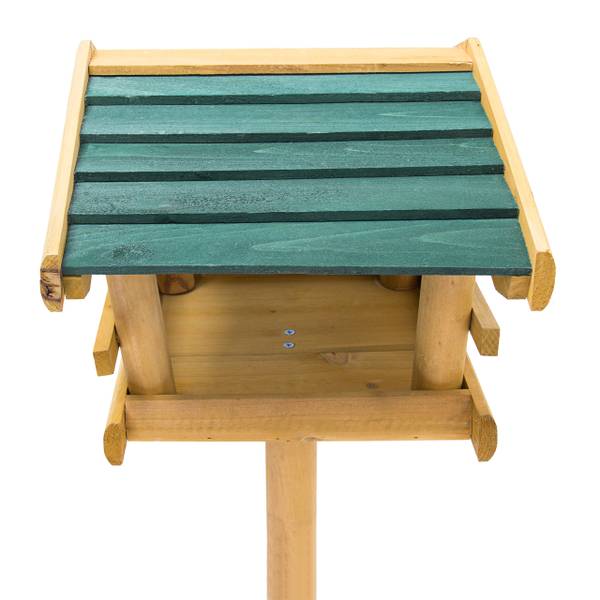 Vogelvoederhuisje op voet 100 cm donkergroen - lichtbruin