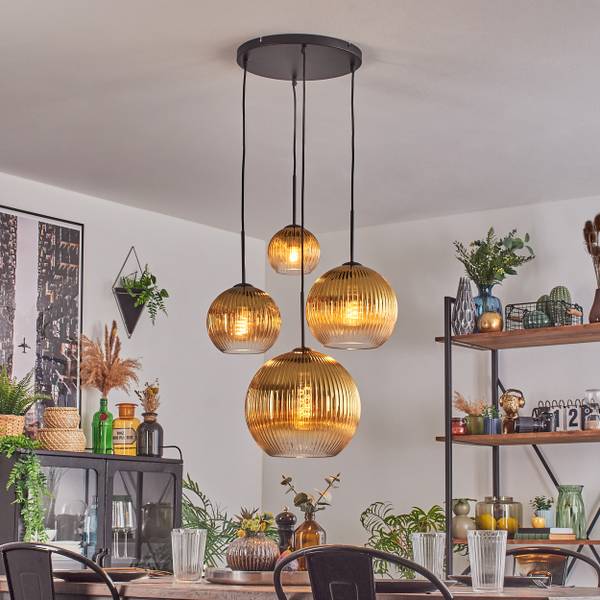 Pendelleuchte Cesaro Gold - Aluminium - Klarglas - 38 x 147 x 37 cm