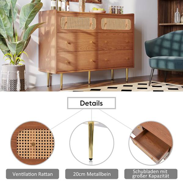 Sideboard Delmo Braun - Holzwerkstoff - Metall - 120 x 90 x 40 cm