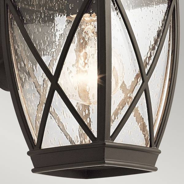 Applique murale d'extérieur Tangier 1 Marron - Aluminium - Verre clair - 15 x 27 x 17 cm