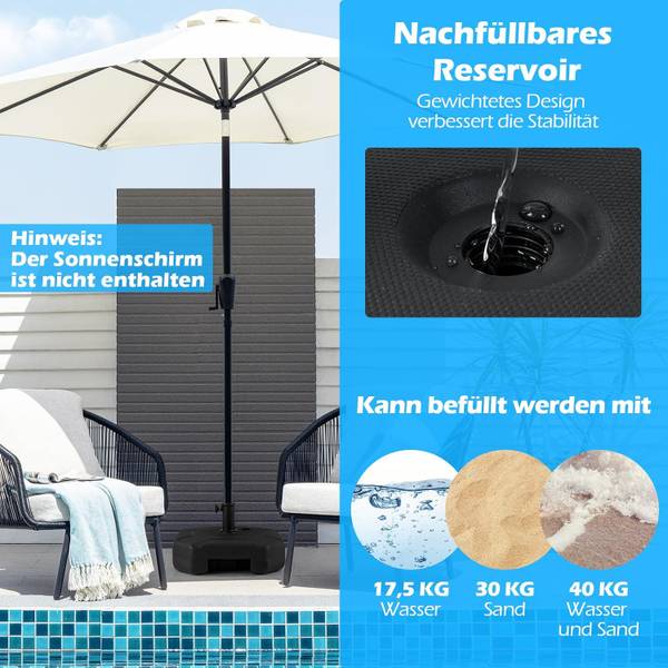 Parasolstandaard ZB34416NL zwart - metaal - 43 x 25 x 43 cm