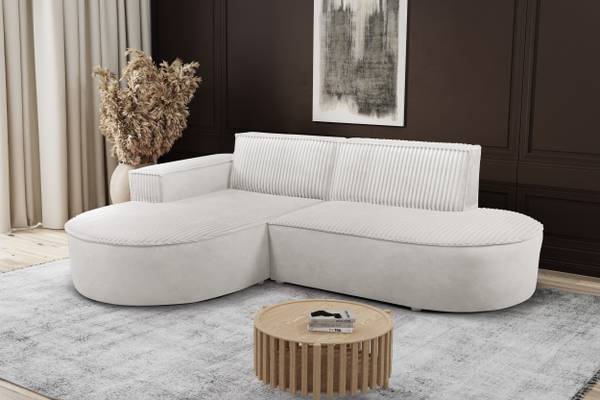 Hoekbank Modena Soft beige - plaatmateriaal op houtbasis - 165 x 73 x 236 cm