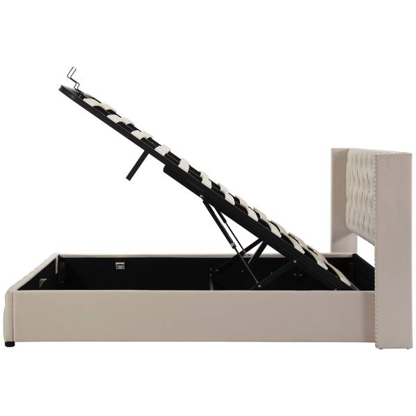 Polsterbett-BB049 Beige - Massivholz - 140 x 95 x 190 cm