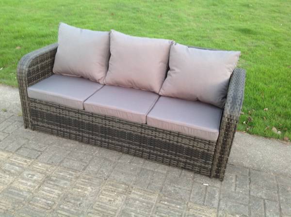 Gartensofa Set Grau (5er-Set) Grau - Webstoff - Polyresin - 67 x 79 x 177 cm