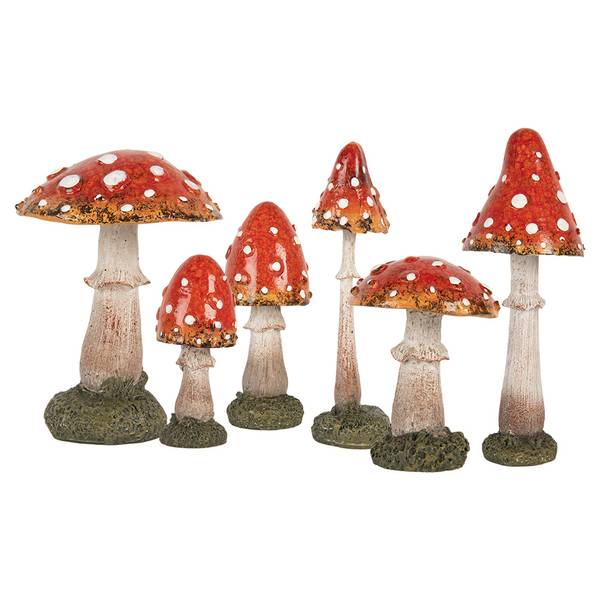 Decoratie Beeld Paddenstoel Deco&Alcolm rood - kunststof - 5 x 12 x 5 cm