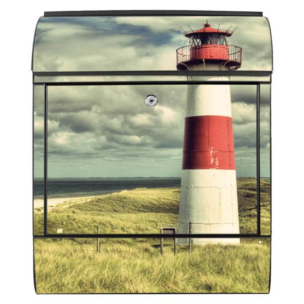 Briefkasten Stahl Leuchtturm Sylt Schwarz - Stahl - 38 x 46 x 13 cm
