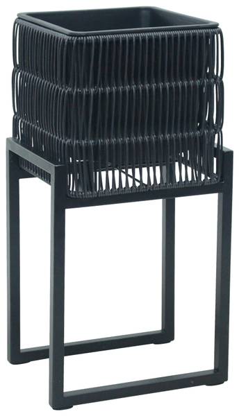 Übertopf-Set FLORA Schwarz - Metall - Kunststoff - 1 x 1 x 1 cm
