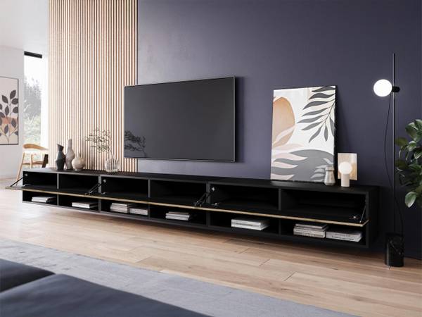 TV-Lowboard A300 MDF mit RGB Beleuchtung Braun - Grau - Holzwerkstoff - 300 x 30 x 33 cm