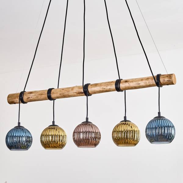 Pendelleuchte Cesaro Blau - Gold - Holzwerkstoff - Metall - 34 x 150 x 100 cm