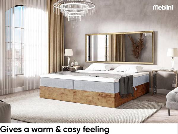 Boxspringbett LOFTY BOX Hellgrau