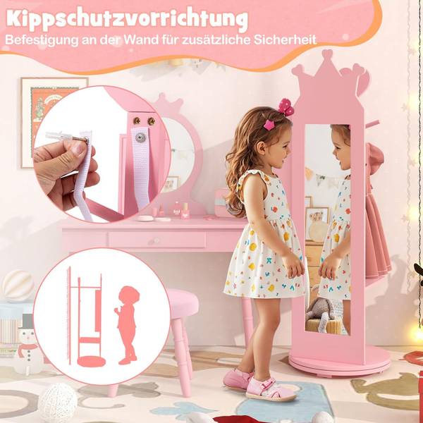 Schmuckschrank TK32537 Pink - Holzwerkstoff - 36 x 112 x 36 cm