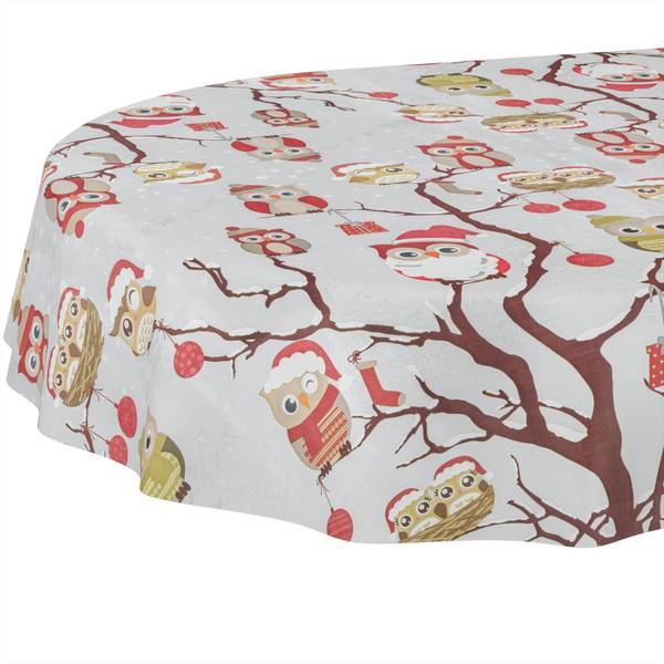 Wachstuchtischdecke Eulen Weihnachten Tiefe: 180 cm