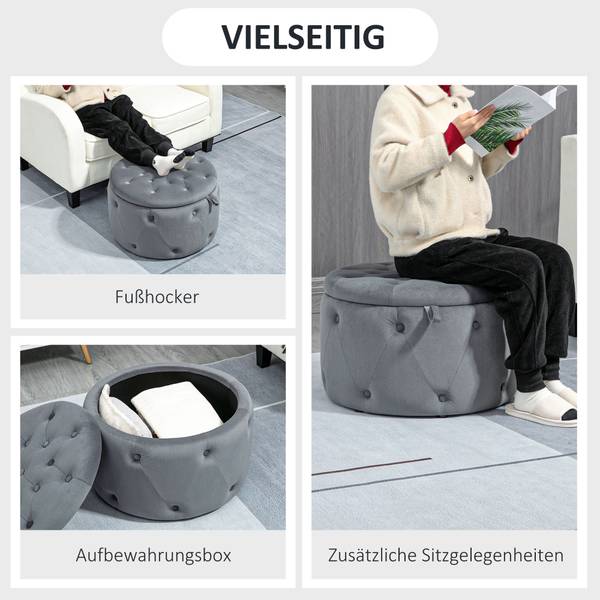 Sitzbank 838-351V00GY Grau - Kunststoff - 60 x 40 x 60 cm