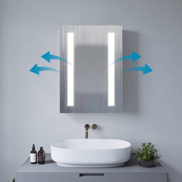 LED Spiegelschrank IR-Sensor Badspiegel Silber - Glas - 50 x 70 x 13 cm