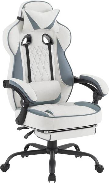 Gaming Stuhl Melanie Blau - Weiß - Metall - Textil - 70 x 128 x 70 cm