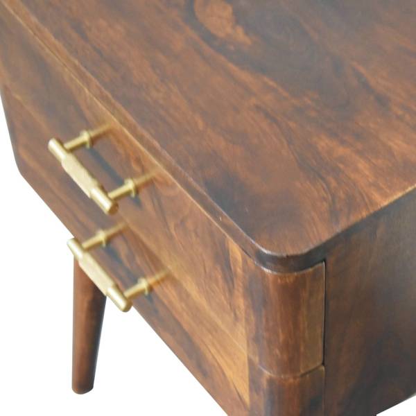 Table de nuit T-Bar Marron - Manguier - Laiton - 45 x 58 x 35 cm