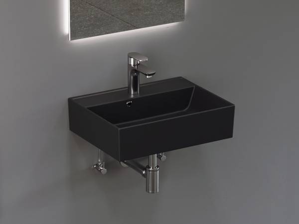 Waschbecken Plan Schwarz - Keramik - 50 x 13 x 38 cm