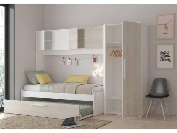 Bettrahmen LUMOKA Beige - Holz teilmassiv - 96 x 203 x 298 cm