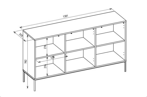 Dressoir LINEARIS grijs - melamine - 139 x 79 x 35 cm